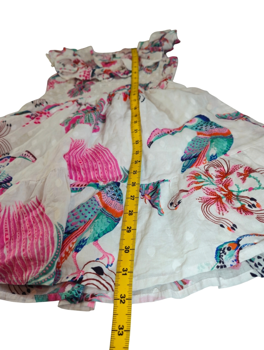Banjanan Toucan Print Mini Ruffle Sleeve Ilona Bird Dress Cotton Boho Resort S - Picture 12 of 13